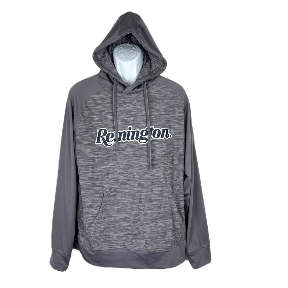 Remington Sweater Men Large Grey Purple Pullover Signature Sportswear Spellout